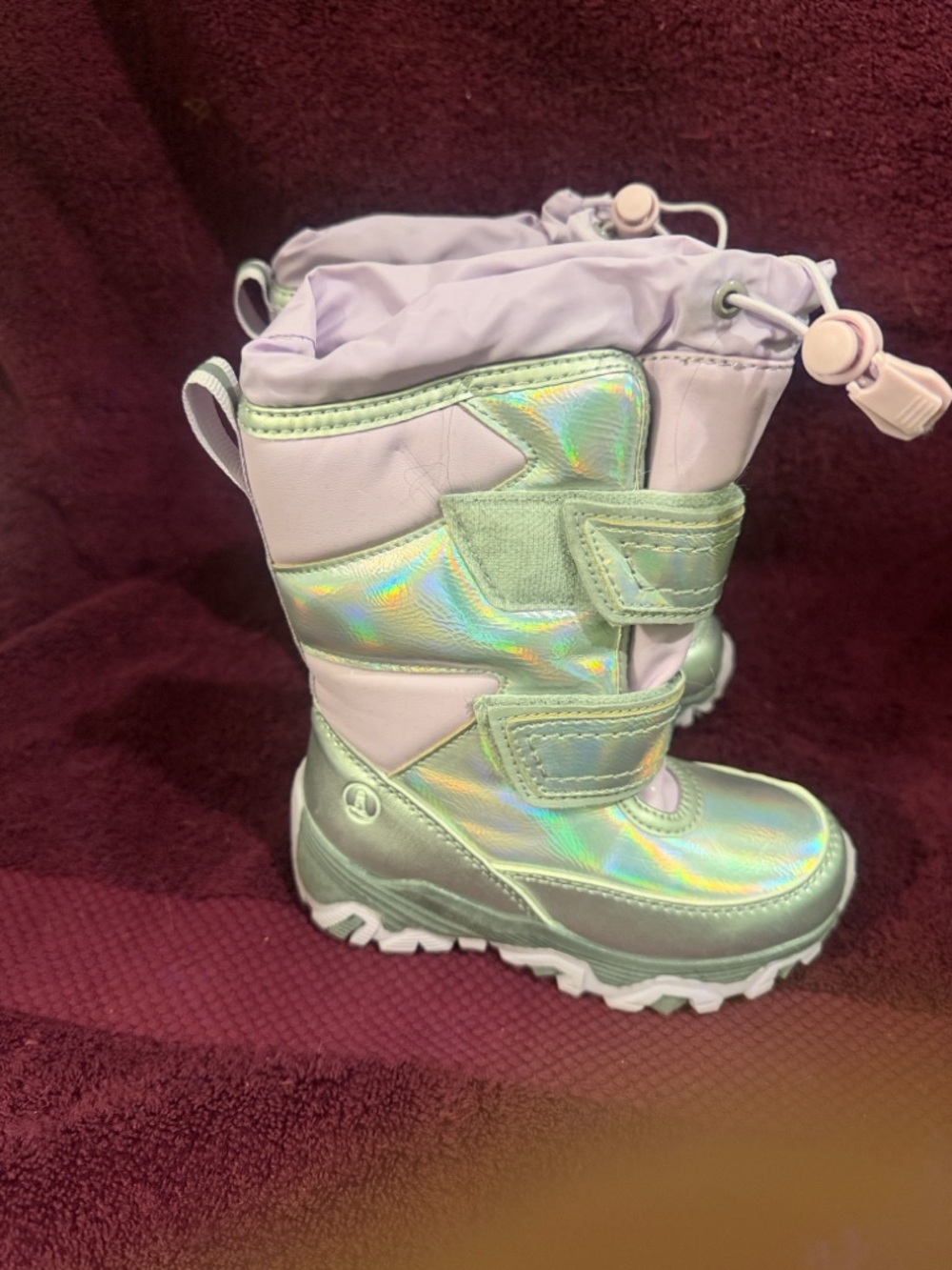 Lands' End Girls' Holographic Lilac Snow Flurry Toddler Boots - Picture 2 of 2